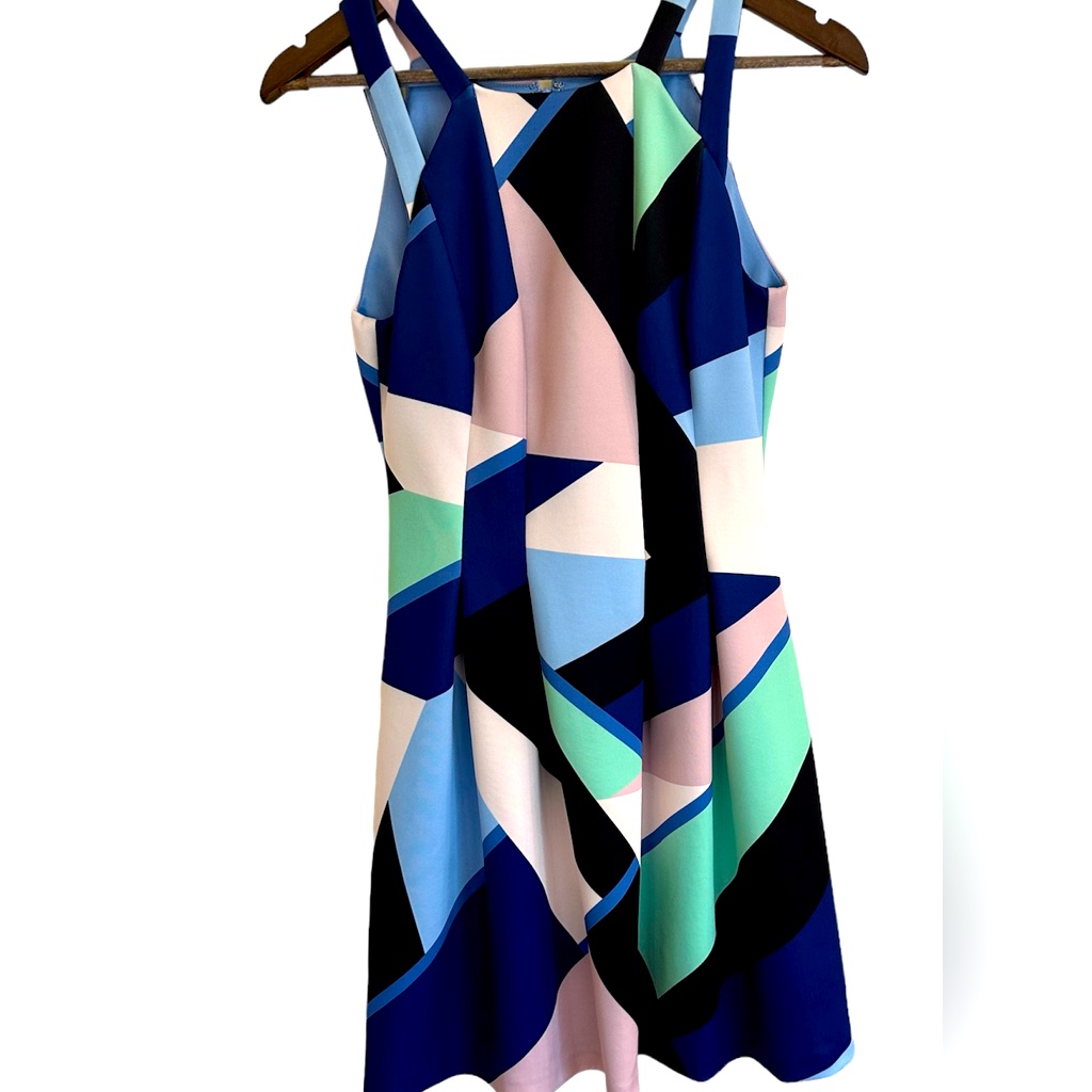 Vince Camuto Double Strap Halter Fit And Flare Dress Women 2